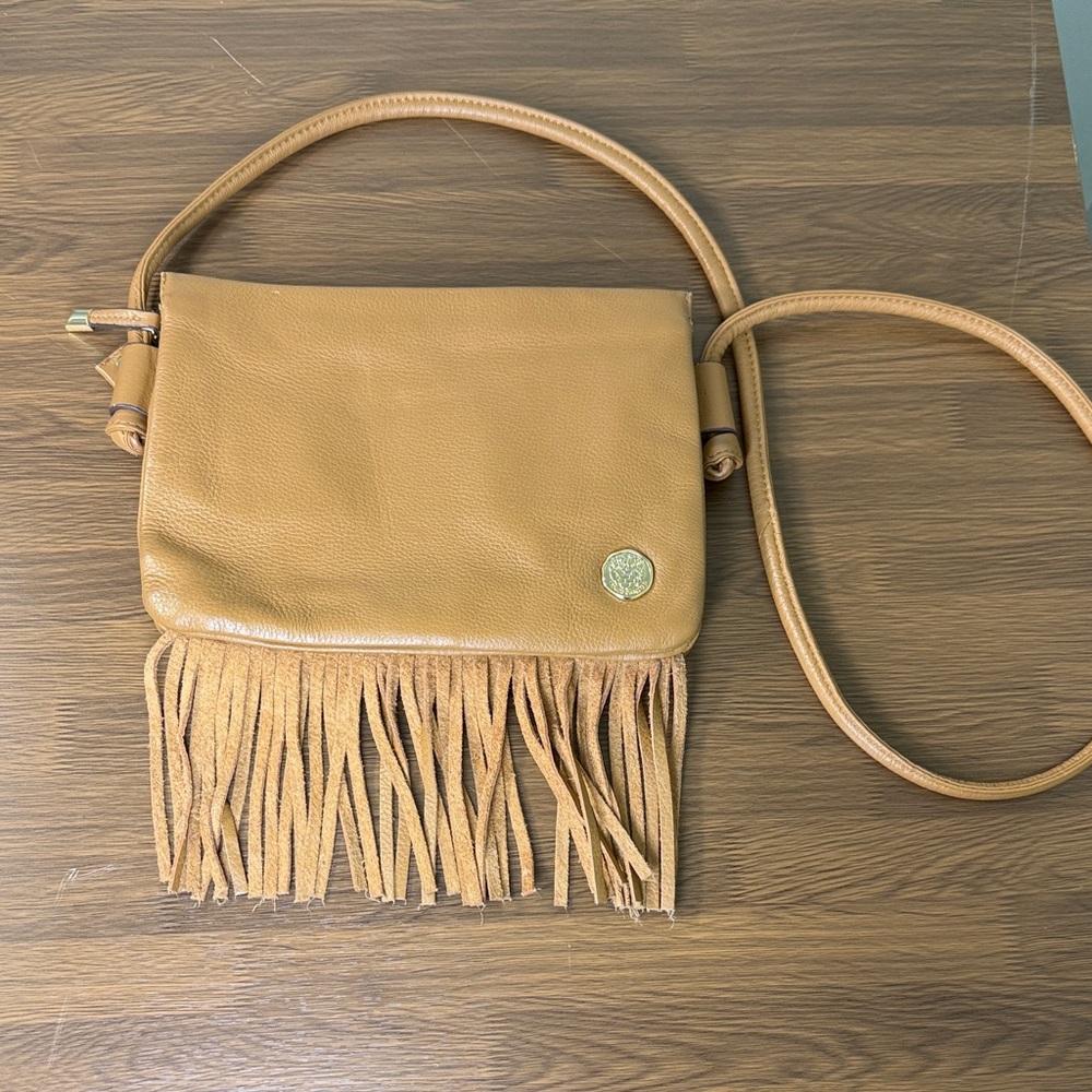 Vince Camuto Tan Fringe‎ Leather Crossbody Bag